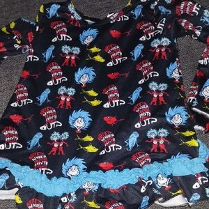 Dr. Seuss Black and Blue Kids Casual Dress